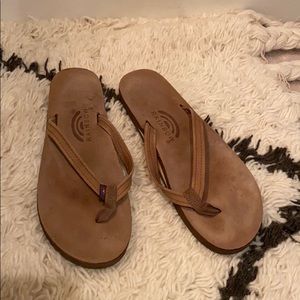 Tan Rainbow flip flops
